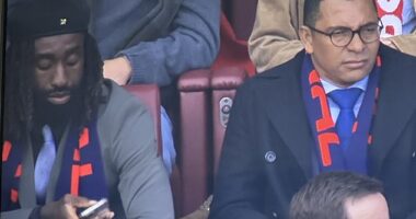 Johan Djourou (left) and Gilberto Silva (right) watching Arsenal's clash with Newcastle