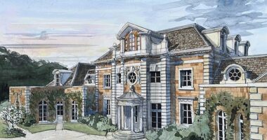 An artist's impression of the country mansion proposed for the 11-acre site in Little Tew