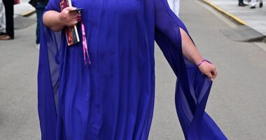 Shrinking violet Gemma Collins slipped her slimmer frame into a sheer dress as she led the stars at the Chelsea Flower Show in the grounds of the Royal Hospital Chelsea on Monday