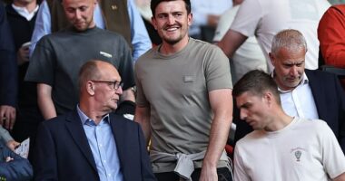 Harry Maguire was in attendance as Sheffield United stormed to the Championship play-off final on Monday