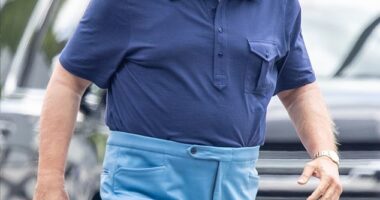 Nicolas Cage, 61, looked nearly unrecognizable as he transformed into iconic football coach John Madden for David O. Russell's upcoming biopic 'Madden'