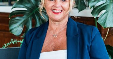 Sarah, from Folkestone, Kent, juggles running a million-pound training business, with regularly looking after her grandchildren, Betsy, nine, Bloom, seven, Arlo, three, and Hugo, nine months (pictured)