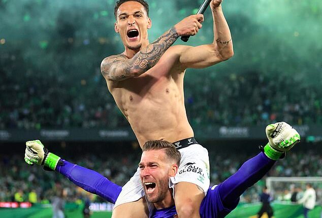 As Antony climbed down off the shoulders of team-mate Adrian having whipped the Real Betis fans into a frenzy, there was someone he wanted to make a beeline for