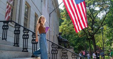 As Donald Trump wages his war on foreign students at Harvard, the academic future of Princess Elisabeth of Belgium now hangs in the balance (pictured on her first day at Harvard in September 2024)