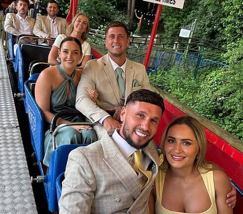 Jacqueline Jossa and Dan Osborne looked close as they cosied up to one another at a friends' wedding on Saturday