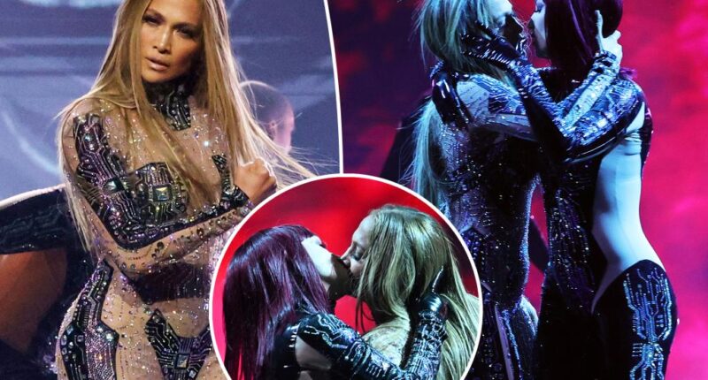 Jennifer Lopez kisses backup dancers in AMAs 2025 performance