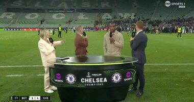 Joe Cole (second left) was seen looking for his son as the TNT broadcast cut to the pundits