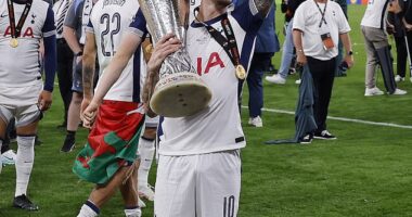 James Maddison wore full Tottenham kit to celebrate his side's Europa League win even though he did not play