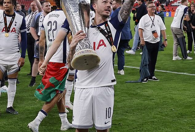 James Maddison wore full Tottenham kit to celebrate his side's Europa League win even though he did not play
