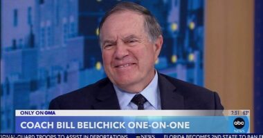 Jordon Hudson stayed away as Bill Belichick gave an interview to GMA in New York on Friday