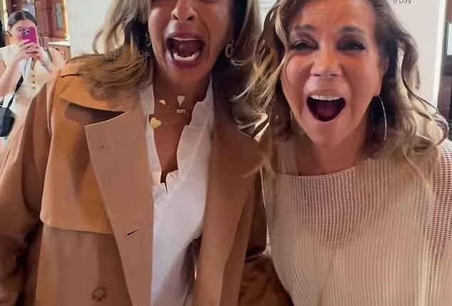 Hoda Kotb (L) and Kathie Lee Gifford (R) happily reunited at the Santa Monica Post Office on Wednesday for a QVC event - four months after Hoda retired and six years after Kathie retired from their gigs at NBC's TODAY