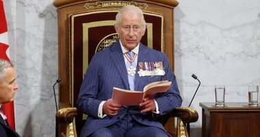 In a 'Speech from the Throne' (made of wood from a Windsor oak, no less) King Charles, 76, spoke of his 'deep pride and pleasure' at witnessing 'Canadians coming together'