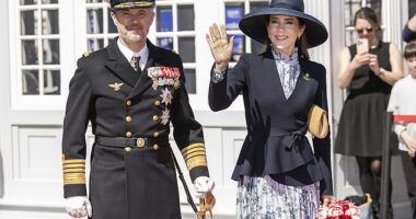 The royal couple visited Nordre Toldbod in Copenhagen on Wednesday where they boarded their Royal Ship, Dannebrog, for the official launch of the 2025 sailing season