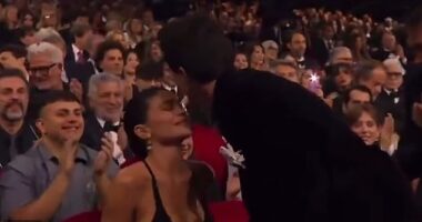 Kylie Jenner suffered an awkward moment when her boyfriend Timothee Chalamet missed a kiss from her at the David Di Donatello Awards in Italy