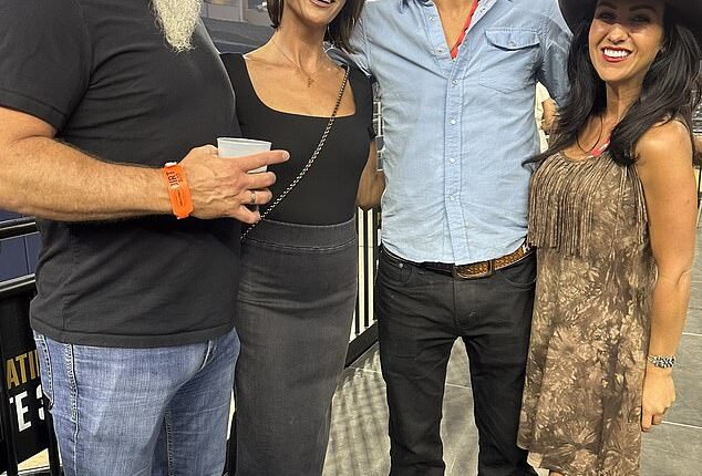From left to right, Chris Loesch, Dana Loesch, Kid Rock and Lauren Boebert posed for a photo at the MAGA musicians Rock 'n' Rodeo event on Saturday