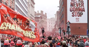 Liverpool fans lined the streets in their thousands to celebrate the club's Premier League title