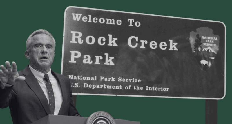 image of RFK Jr imposed over image of Rock Creek Park sign
