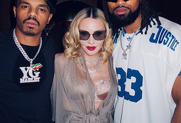 Madonna, 67, made a striking appearance at her younger boyfriend Akeem Morris' 29th birthday bash
