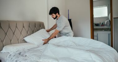 A man has divided opinion after sharing the highly unusual way he makes his bed in the morning - but some people warned its convenience might come at a cost (stock picture)