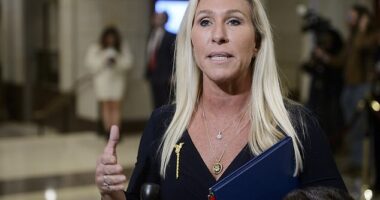 Marjorie Taylor Greene said Friday she won't challenge Democrat Jon Ossoff of Georgia in next year's midterms and warning him to 'stop fundraising' off her as if she is