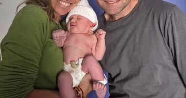Michaela Strachan has confirmed the birth of her first grandchild after step-son Thomas Chevallier welcomed a baby boy with partner Mikayla Humphries on Monday