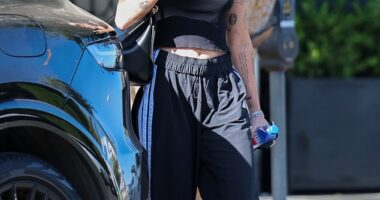 Miley Cyrus, 32, cut a casual figure in a trendy crop top as she was seen for the first time since she revealed her traumatising emergency health scare