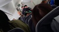 In a chaotic clip posted to TikTok , the duo of blonde women were filmed causing a scene while being led off a flight from Manchester to the Caribbean island on May 28