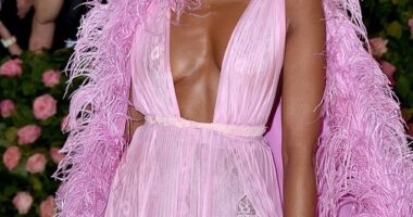 Naomi Campbell has reportedly been banned from attending the iconic Met Gala on Monday night amid her feud with Vogue editor-in-chief Anna Wintour; pictured 2019