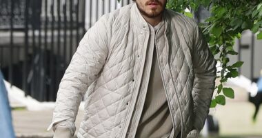 Brooklyn Beckham was in London yesterday, posing for a modelling campaign with fashion company Moncler