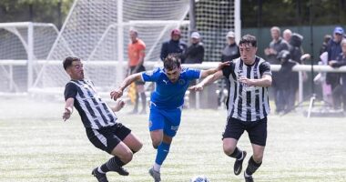 Bo'ness (in blue) proved too tough an opponent for Leith Athletic in the King Cup final