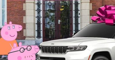 Peppa Pig's growing family have been gifted a Jeep following the arrival of her baby sister Evie, with the famous cartoon character sharing the exciting news on Instagram