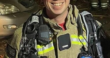 Thames Valley police have confirmed hero firefighter Martyn Sadler, 38, (pictured) of Oxfordshire County Council Fire and Service died in yesterday's blaze in Bicester