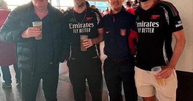 TV personality Piers Morgan watched Arsenal's 1-0 defeat by PSG with his three sons