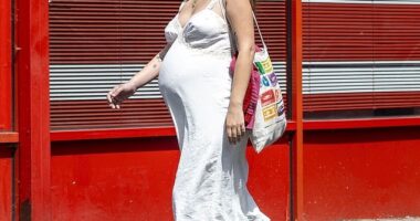 Pregnant Tiger Lily Hutchence, 28, showed off her growing baby bump as she stepped out in London on Tuesday