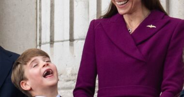 The Princess of Wales and her youngest son Prince Louis proved they're Britain's greatest double act this afternoon with a sweet display on the Buckingham Palace balcony
