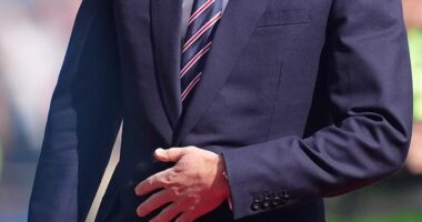 Prince William appeared somewhat serious as he took to the pitch ahead of the FA Cup final clash between Manchester City and Crystal Palace at Wembley on Saturday