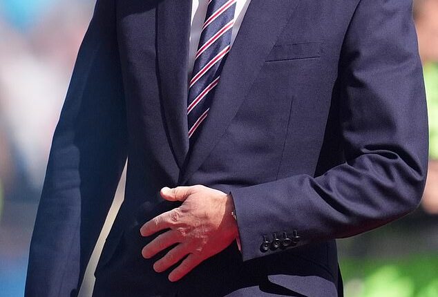 Prince William appeared somewhat serious as he took to the pitch ahead of the FA Cup final clash between Manchester City and Crystal Palace at Wembley on Saturday