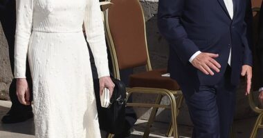 Princess Charlene and Prince Albert of Monaco looked smart as they arrived for the Inauguration Mass of Pope Leo XIV in St Peter's Square on Sunday