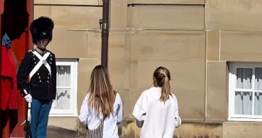 Princess Josephine (pictured left) was spotted entering Amalienborg Palace in Copenhagen with a friend