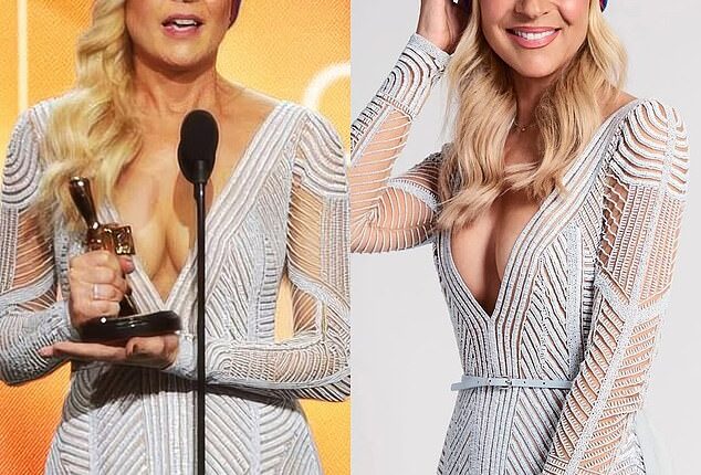 Carrie Bickmore took to Instagram on Monday to share a picture of herself wearing her famous Gold Logie dress in 2015, which she paired with a beanie in a nod to her late husband