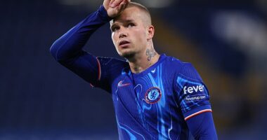 Mykhailo Mudryk was spotted in the city centre on Tuesday at a steakhouse near the fan park wearing his club gear