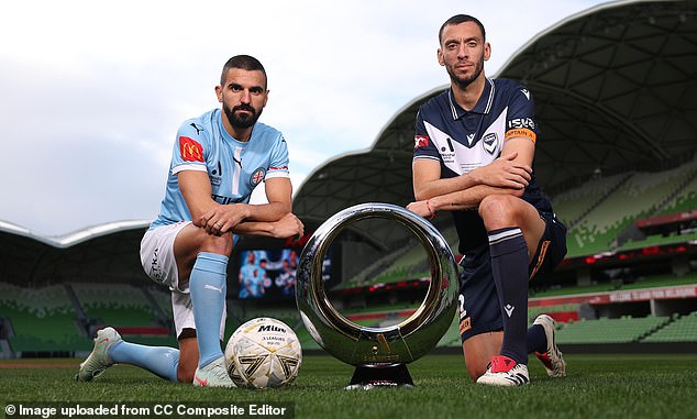 On Saturday, Melbourne City will tackle arch rivals Melbourne Victory in the A-League men's Grand Final at AAMI Park - not that many people even know its on (pictured from left, rival skippers Aziz Behich and Roderick Miranda)