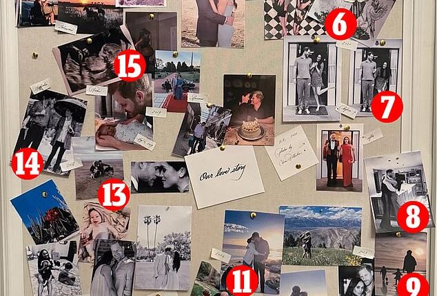 Here, Femail takes a look at the images shared by Duchess of Sussex in her anniversary Instagram post to Prince Harry