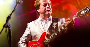 Rick Derringer, a renowned classic rock guitarist, has died at the age of 77; pictured November 2011 in Sao Paulo, Brazil