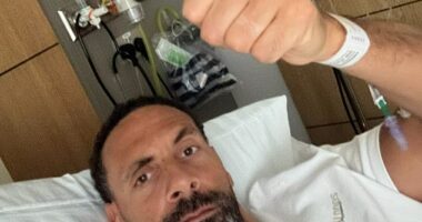 Rio Ferdinand watched Arsenal's defeat by PSG on Wednesday night from his hospital bed