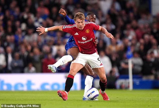 Roy Keane has given a brutal assessment of £72million Manchester United forward Rasmus Hojlund (pictured)