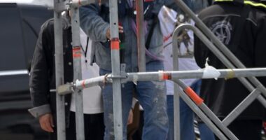 Johnny Depp continued work filming Marc Webb's action thriller Day Drinker while on location at a port near Barcelona, Spain last Friday