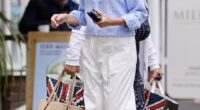 Michelle Keegan showed her support for high street brands as she hit her local town on Wednesday to stock up on the essentials