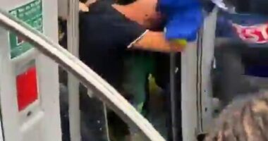 Paris Saint-Germain and Inter Milan fans have clashed on the Munich subway system