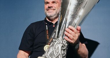 Tottenham Hotspur boss Ange Postecoglou has every reason to smile after becoming the first Australian coach to win the Europa League final